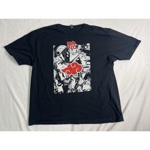 Gildan Naruto Akatsuki Black Graphic Print Crew Neck Short Sleeve T-Shirt XL